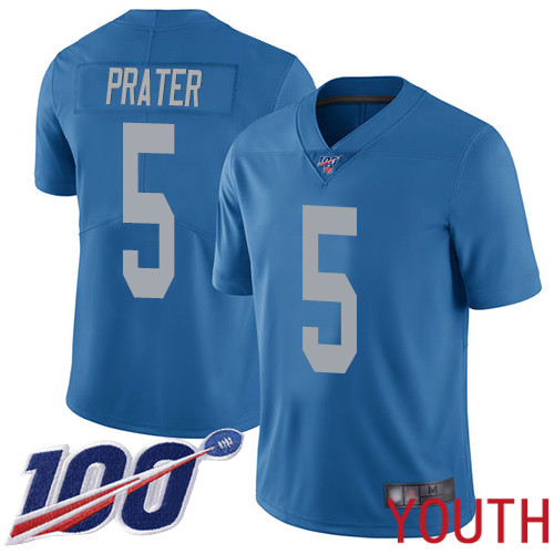 Detroit Lions Limited Blue Youth Matt Prater Alternate Jersey NFL Football 5 100th Season Vapor Untouchable